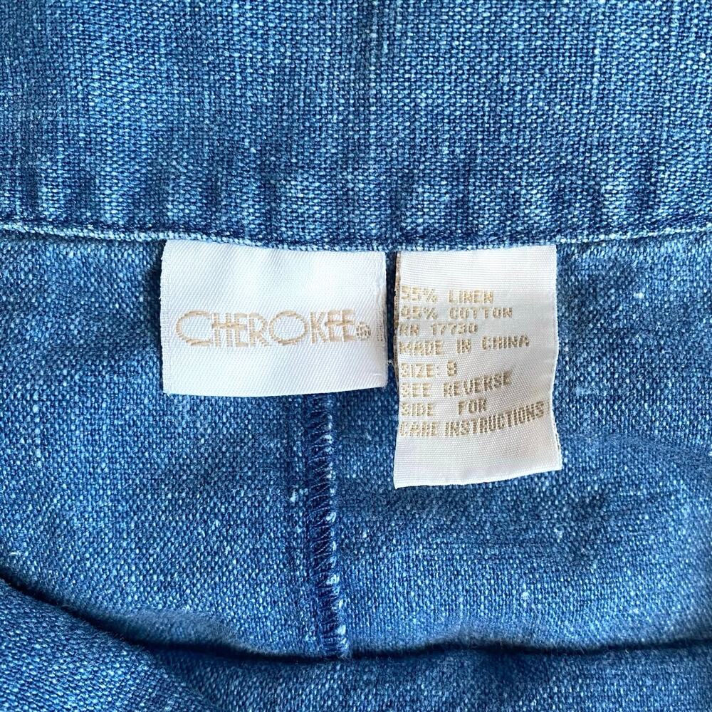 VTG CHEROKEE Denim Linen Button Wrap Maxi Skirt Size 8 90s Country Western Boho - Picture 11 of 11